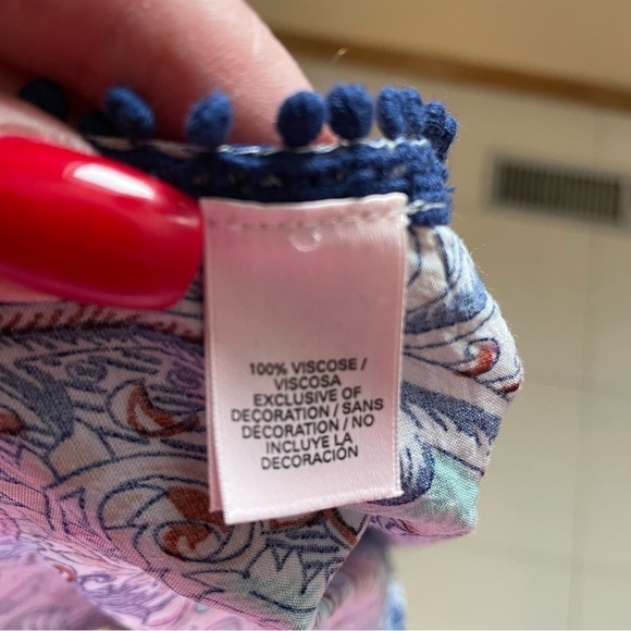 VICTORIA Secret Paisley Boho Print Tassel Pom Pom Trim SwimSuit Coverup Size L - Picture 11 of 11